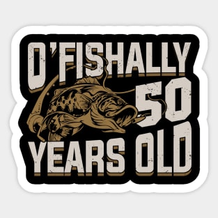 O'Fishally 50 Years Old Fisherman Birthday Gift Sticker